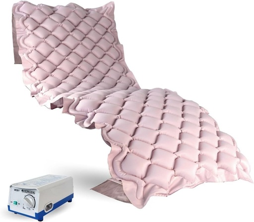 Mobiclinic®, saltea antidecubit, model mobi 1, cu motor compresor, saltea cu aer, ciclu de schimbare a medicului, marca europeana, pentru ulcere de presiune stadiul I, 200 x 90 cm, 130 celule, culoare bej