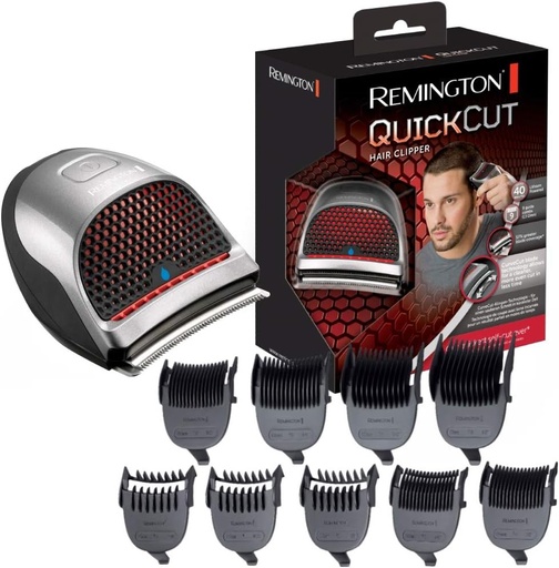 Masina de tuns Remington [DIY] QuickCut (Usor si rapid de utilizat, ergonomica, alimentare de la retea/fara fir - baterie litiu, incarcare rapida, umed si uscat, 9 piepteni 1,5-15 mm, lama curbata din otel) Masina de tuns HC4250