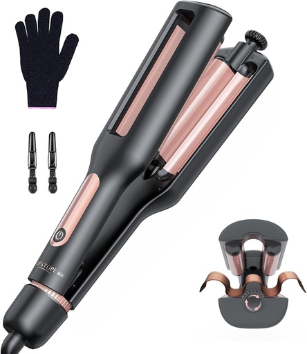 Ondulator de par reglabil 4 in 1 - 22/25/32/38 mm pentru onduleuri de plaja, onduleuri naturale, onduleuri in forma de apa, onduleuri de sirena, anti-oparire, afisaj digital, 4 temperaturi