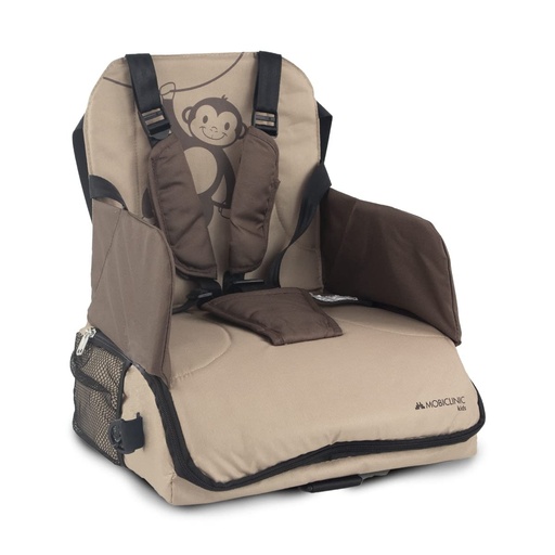 Mobiclinic® kids, Scaun inalt portabil, Maimuta, Scaun inalt de calatorie, 6 pana la 36 de luni, 15 kg, Pliabil, Ham reglabil in 5 puncte, Cu depozitare, Bebelusi, Scaun pentru bebelusi, Bej