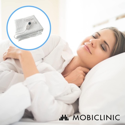 Mobiclinic®, Patura incalzita, Pentru paturi de o persoana, 150 x 80 cm, Marca europeana, Lavabila, Patura incalzita electrica cu 3 setari de temperatura, Reglabila, Alba