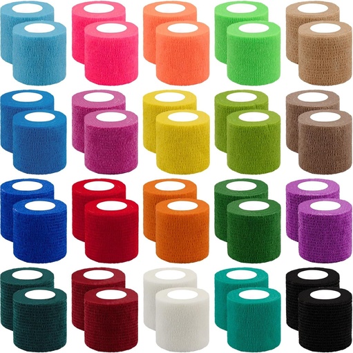BQTQ 40 role bandaj elastic autoadeziv coeziv sport pentru degete, maini, picioare si incheieturi (negru, 5 cm x 4,5 m)