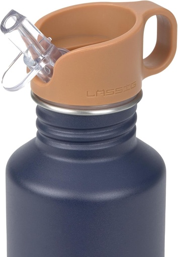 Biberon din otel inoxidabil LASSIG 500 ml, fara BPA, pentru copii, cresa, gradinita, etans cu capac sport / Little Gang Smile Navy