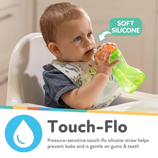 Cana Nuby anti-scurgere cu pai flexibil | 300 ml | Pachet de 3 | 12+ luni
