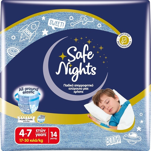 Babylino Safe Nights Boy, chiloti absorbanti de noapte pentru copii 4-10 ani (20-35 kg), 14 bucati