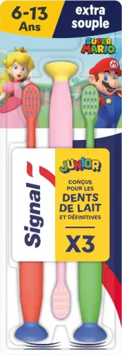 Periuta de dinti Signal Mario Junior 6-13 ani Extra-Moale x3