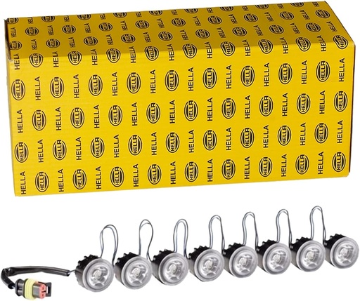 HELLA 2PT 177 696-771 Set lumini de zi cu LED - LEDayFlex - 24/12V - Rotunde - Instalare - Culoare lentila: Transparenta - Cablu: 120mm - Fata vehicul - Set