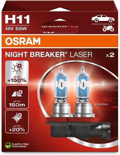 Bec far OSRAM H11 cu faza lunga, 55W, 4200K, halogen, 64211NL-HCB