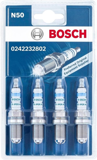 Bujii Bosch Super 4 0242232802 (N50), set de 4 - pentru o pornire la rece fiabila si o durata lunga de viata - cu design robust