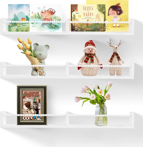 Rafturi mici de perete, rafturi plutitoare trapezoidale intr-un set de 2, mini rafturi din lemn pentru plante, decoratiuni moderne pentru afisare si depozitare in living, dormitor, bucatarie, decoratiuni de birou (alb)