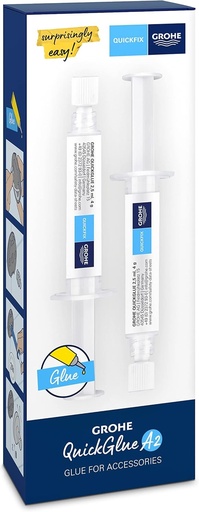 Adeziv GROHE 2 buc, pentru fixarea accesoriilor de baie fara gaurire (potrivit pentru marmura, gresie, sticla, plastic, lemn, metal etc., timp de intarire 24 de ore, utilizati 1 adeziv per punct de fixare) 2 buc, 41128000