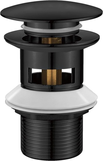 Ibergrif M20502B Dop de scurgere pentru baie tip pop-up Pelvic Brain cu preaplin, placat cu zinc, negru, capac mare, marimea M