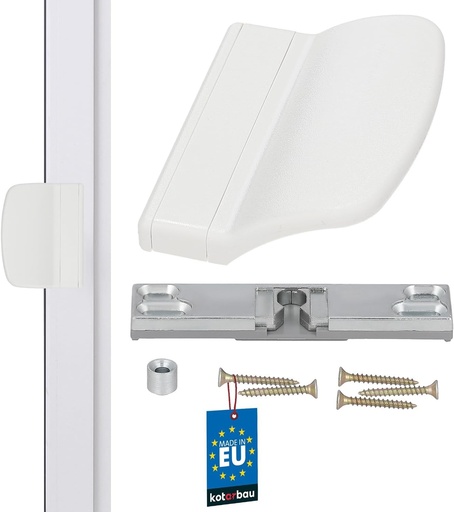 KOTARBAU Zavor practic pentru usa de balcon - 6 culori diferite - Siguranta pentru fumatori - Maner universal pentru usa de balcon - Alb