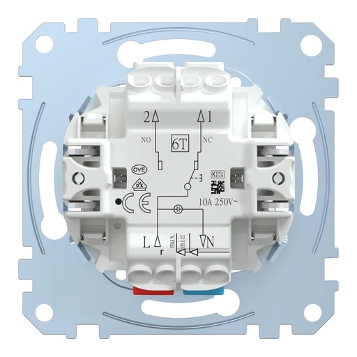 Insertie buton comutator Schneider Electric Merten pentru instalarea unui intrerupator si a unei prize, unipolar, montare incastrata, 10A, AC 250V, terminale cu filet, numar articol MEG3156-0000, 1 bucata