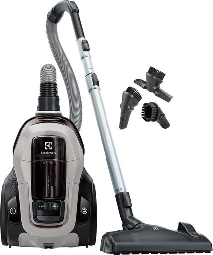 Electrolux Pure C9, Aspirator cilindric fara sac, Aspirare puternica, Filtrare in 7 etape, Maner flexibil cu control al fluxului de aer, Accesorii 3 in 1 cu clipsare, PC91-4MG, Gri
