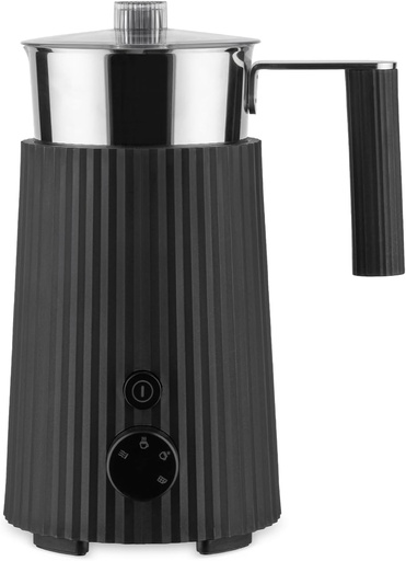 Alessi Plissé MDL13 B - Spumator de lapte multifunctional cu inductie, fabricat din rasina termoplastica, cana din otel inoxidabil 18/10, priza europeana, 600 W, 35 cl, negru