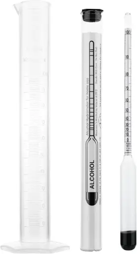 Alcoometru, hidrometru pentru bauturi spirtoase, 0–100% masoara alcoolul in bauturi distilate, hidrometru, 23 cm, inclusiv pahar de proba de 100 ml