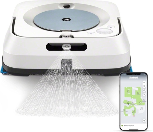 iRobot Braava Jet m6 (6134), Robot de curatat podele cu alimentare Wi-Fi, Jet de precizie, Navigatie inteligenta, 100 W, 0,15 L, Alb