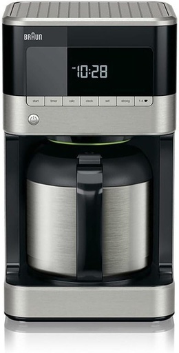 Cafetiera Braun PurAroma 7 KF 7125 – Cafetiera cu filtru cu carafa termica si functie de temporizator, cafetiera pentru o aroma unica, 1000 wati, negru/otel inoxidabil