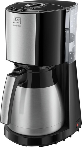 Melitta Enjoy Top Therm - Cafetiera cu carafa termica din otel inoxidabil, filtru de cafea cu sistem anti-picurare, pentru pana la 10 cesti de cafea, otel inoxidabil/negru