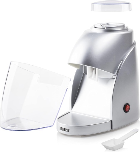 Zdrobitor de gheata electric Princess - zdrobeste 300 g de gheata pe minut (recipient de 600 ml) / cu comutator pornit/oprit, 282984, Argintiu, 1 pachet, 01.282984.01.001