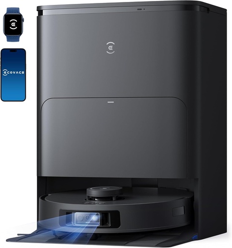 Aspirator robot ECOVACS T30S Pro Omni cu statie de andocare, aspirator robot si mop 11000Pa, perie ZeroTangle, curatare TruEdge, curatare cu mop la 70°C cu apa calda, baterie de 350 minute, negru
