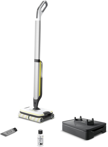 Masina de curatat podele fara fir Karcher FC 7, cu 4 role din microfibra care se rotesc in sens invers, Durata de viata a bateriei: aprox. 45 min, Acoperire per incarcare a bateriei: aprox. 175 m²