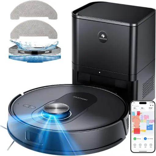 Aspirator robot Proscenic Q8 Max, curatare podele 8000Pa cu mapare, 200 min, golire automata 60 de zile, aspirator robot cu WiFi/Alexa/aplicatie, pentru covoare/podele/par