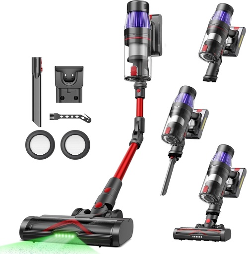 Aspirator vertical fara fir Ultenic U16 Flex, aspirator fara fir ultra-puternic 50kPa/60min, tehnologie GreenEye, tub pliabil, perie anti-incurcare pentru covoare, par de animale, podele dure si masini