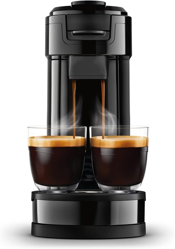 Espressor Philips Senseo Switch cu capsule si filtru, tehnologie de preparare 2 in 1, rezervor de apa de 1 litru, 7 cani odata, negru piano (HD6592/64)