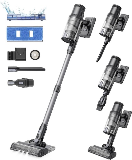 Aspirator cu mop Proscenic P11 cu functie de mop, aspirator fara fir 45KPA-550W-60Min si functie de mop, aspirator anti-incurcare pentru covoare, podele dure, perdele si par de animale