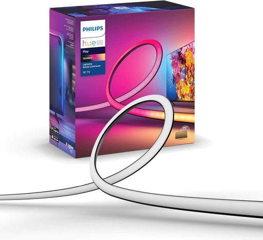 Banda Philips Hue Lightstrip Play Gradient pentru televizoare de 65 de inci, banda Ambilight pentru iluminare sincronizata cu ecranul, banda LED compatibila cu Alexa, Google Assistant si Apple HomeKit