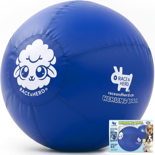 Minge de turma Race&Herd 25" | Minge de turma pentru caini | Set de jucarii robuste pentru caini | Ciobanesc australian si caini de turma pentru vite | Jucarie pentru cai - Instructiuni de dresaj IACP gratuite
