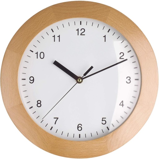 Ceas de perete radiocomandat TFA Dostmann, ceas de perete de design din lemn, 98.1065, lemn de fag, pentru agatat, diametru 31 cm, potrivit ca ceas de bucatarie, ceas de sufragerie, ceas de design, maro