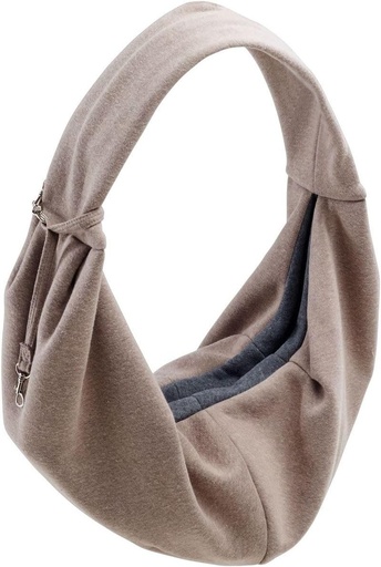 Geanta de transport HUNTER LOS ANGELES, culoare: taupe/gri, pentru catei, caini mici si pisici de pana la 8 kg, forma ergonomica, cu carabina, material moale din bumbac-poliester, lavabila, dimensiune: 60 x 30 cm