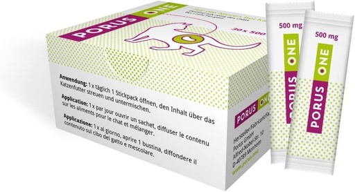 Porus ONE | 30 x 500 mg | Hrana suplimentara pentru pisici | Pentru pisici cu probleme renale | Pentru a preveni afectarea rinichilor pisicilor de catre toxine uremice