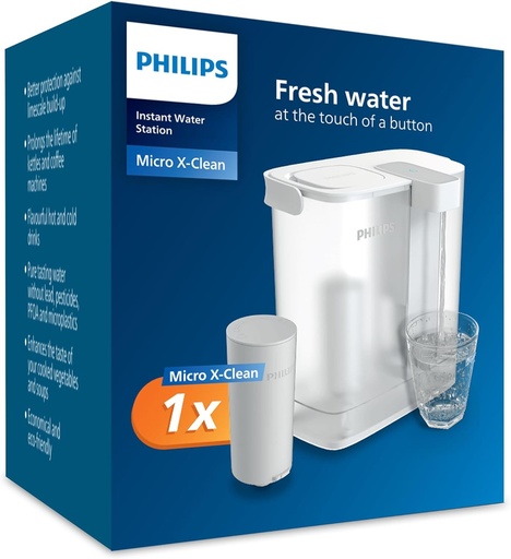 Carafa cu filtru de apa instant Philips Water (3L) – Apa curata si cu gust delicios in cateva secunde – include 1× filtru Taste+, reduce clorul si plumbul, retine mineralele