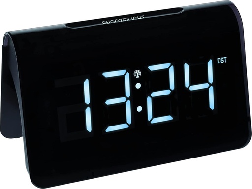 Ceas radio cu alarma digital TFA Dostmann Icon, 60.2543.02, cifre LED foarte luminoase, alarma, durata individuala de amanare, alb-negru