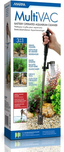 Aspirator multifunctional Marina 3 in 1, cu baterii, pentru curatarea acvariului, negru