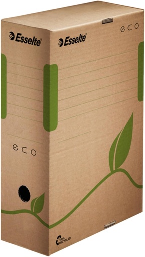 Esselte Eco Archive Box, latime cotor 100 mm, cutie pentru dosare A4, carton ondulat 100% reciclat, 100% reciclabil, cutii de arhiva cu design geometric, seria Eco Archive, 25 bucati, maro natural, 623917