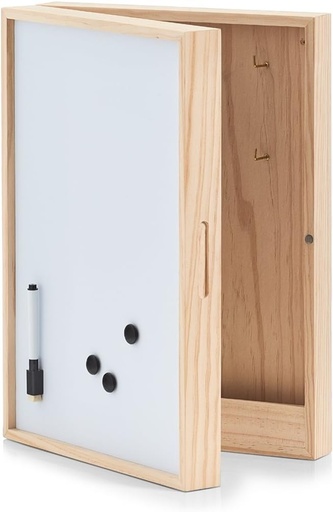 Zeller 15142 Cutie pentru chei/notite cu tabla alba, Cutie pentru chei din lemn, Lemn, Alb, 42 x 30 x 8 cm