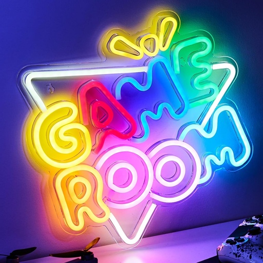 Lampa de perete decorativa pentru camera de jocuri NELUX Neon LED, pentru dormitorul gamerilor, accesoriu pentru camera de jocuri pentru adolescenti, cadou cu semn luminos. Conexiune USB cu variator.