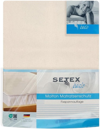 Protectie saltea SETEX Molton, 90 x 200 cm, elastice pentru colturi, 100% bumbac, Basic, culori naturale 1607090200001001