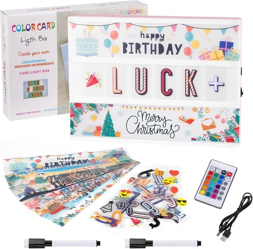 Cutie luminoasa, cutie luminoasa LED cu schimbare de culoare, cutie luminoasa cu 16 culori, cu 328 de etichete si 2 markere pentru decorarea casei, dormitorului si biroului.
