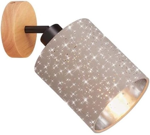 Briloner - Aplica de perete de interior cu cer instelat, abajur din material textil, reglabila, lampa de perete de interior, spot de perete de interior, lumina de perete, iluminat de perete, dormitor, 13x15 cm, taupe