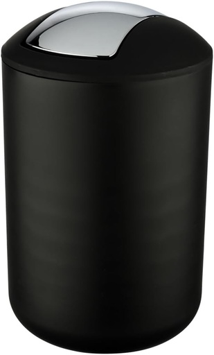 WENKO Cos de gunoi pentru cosmetice Model Brasil L, 6,5 litri, cu capac basculant, fabricat din plastic incasabil, fara BPA, negru