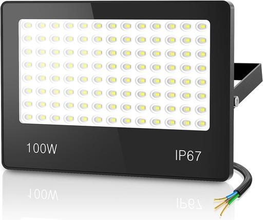 HAPYLUMI Reflector LED Super Stralucitor 100W, Spot Exterior 6500K Alb Rece Impermeabil IP67, Iluminat de Securitate pentru Terasa Gradina Patio Garaj Parcare