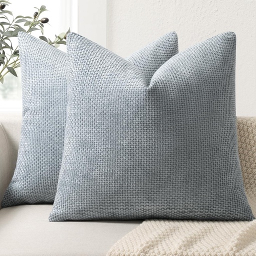 ZWJD Fata de perna 50x50 Set 2 piese Huse de perna Chenille Perne de canapea Fete de perna Albastru praf Perne decorative Moi Husa de perna canapea pentru canapea, pat si living Decoratiune de casa Huse de perna decorative de lux