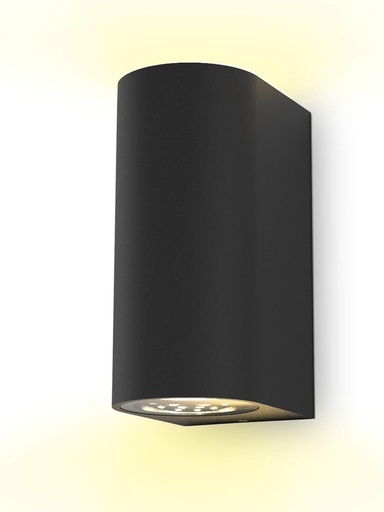 B.K.Licht - Lampa de perete cu lumina alba calda, soclu GU10, 5 wati fiecare, 400 lumeni, lampa de exterior, lumina de perete exterioara, spot LED de exterior, lumina de exterior, aplice exterioare, 15,1 x 6,7 x 9,2 cm, negru