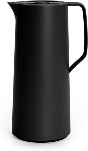 Cana termos Emsa Motiva 1L, plastic, termos cu inchidere rapida, mentine bauturile calde timp de 12 ore, reci timp de 24 de ore, captuseala din sticla, fabricata in Germania, design nordic, negru, N41707